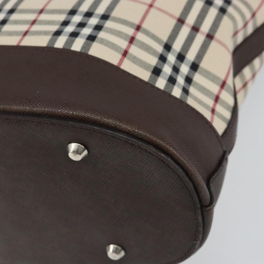 BURBERRY Nova Check Tote Bag PVC Beige Silver Auth BA8673 - Picture 15 of 16